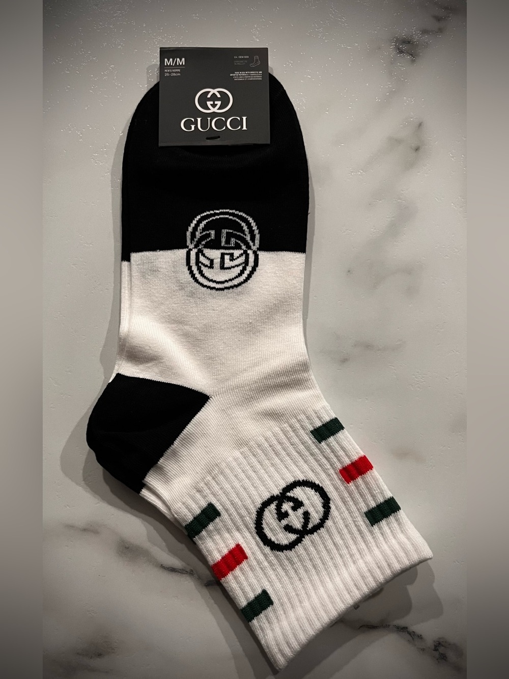 Gucci Black, White, Green & Red Logo Crew Socks
